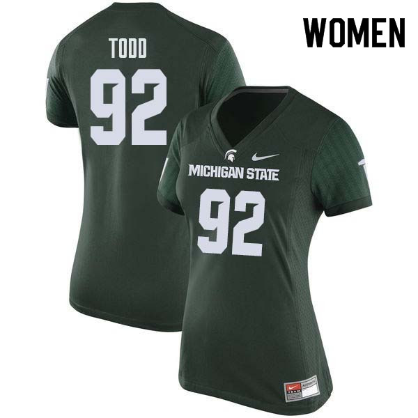 Women #92 DeAri Todd Michigan State College Football Jerseys Sale-Green